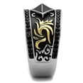 thumbnail image 3 of Two-Tone IP Gold (Ion Plating) Stainless Steel Ring with Synthetic Synthetic Glass in Jet for Women Celtic Theme Jet Stone Color Style TK2232 Size 8, 3 of 3