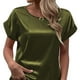 thumbnail image 4 of Top verde OD de manga corta con cuello redondo, transpirable, informal y agradable para la piel para mujer, 4 of 6