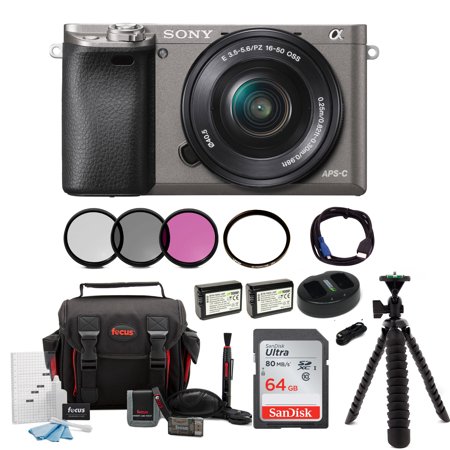 Sony Alpha a6000 Camera w/ 16-50mm Lens & 64GB Accessory Bundle - (Best Accessories For Sony A6000)
