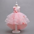 thumbnail image 4 of Girl Rose Ruffle Tutu Gown Flower Girl‘s Sleeveless Lace Princess Dresses with Long Hem Party Ball Tulle Pageant Gowns for Wedding, Birthday, Christmas - 5-12T, 4 of 9