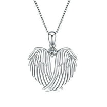 Guodhu Angel Wings Necklace Jewelry Cubic Zirconia Guardian Angel Wings Pendant Necklace for Women Birthday Christmas Gifts