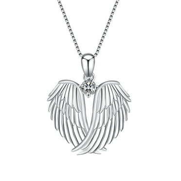 RnemiTe-amo Jewelry On Clearance！Necklaces for Women Angel Wings Necklace 925 Silver Guardian Angel Wings Pendant Birthstone Necklace for Women Jewelry Gifts
