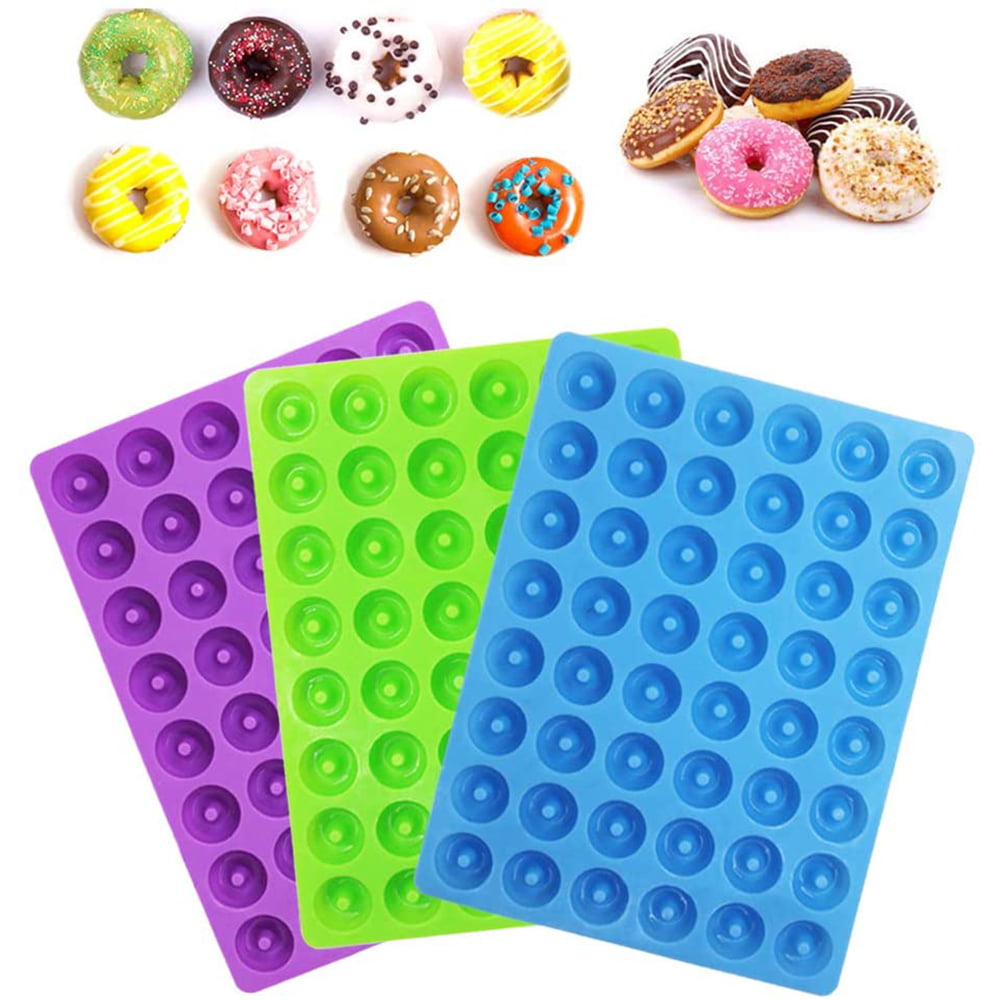 1x Non Stick Silicone Mini Donut Pan Mould Tray 48 Cavity Microwave Freezer Oven 