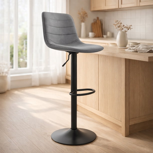 Silla Alta para Barra de Cocina con Altura Ajustable Banco Desayunador Elegante para Decoración del Hogar Fabricado 100% Poliéster y Tejido Transpirable