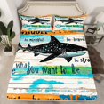 thumbnail image 2 of Castle Fairy Marine Shark 3pcs Twin Sheet Sets,Lodge Cabin Twin Fitted Sheet,Vintage Splash Breathable Flat Sheet,Super Cozy Sea Room Decor, 2 of 5