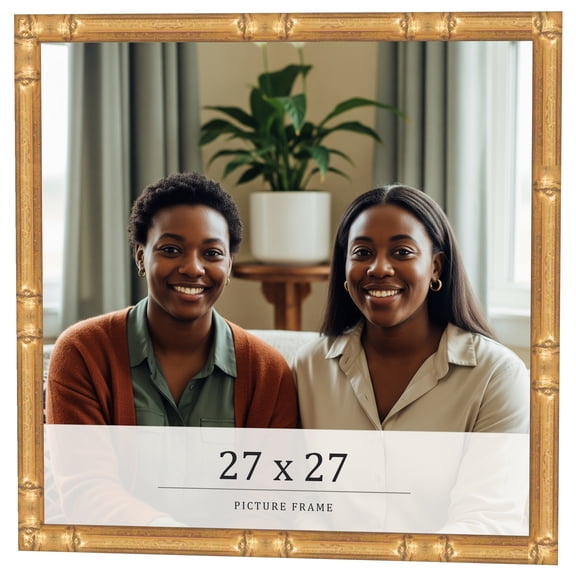27x27 Frame Gold Bamboo Solid Wood Picture Frame | 0.75 Inch Moulding Width | Interior Frame Depth