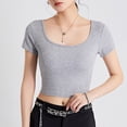 thumbnail image 2 of Kcolen Dress Blouses for Women Short Sleeve Solid Color Crewneck Plus Size Blouses Summer Women's Dressy Casual Plus Size Tunics To Wear Clothes,Light Gray, 2 of 6