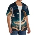thumbnail image 2 of Sikiie Artistic Starry Sky Moon Book Men's Wrinkle Free Untucked Cuban Shirt Business Casual Button Down Shirts Short Sleeve ShirtMedium, 2 of 5