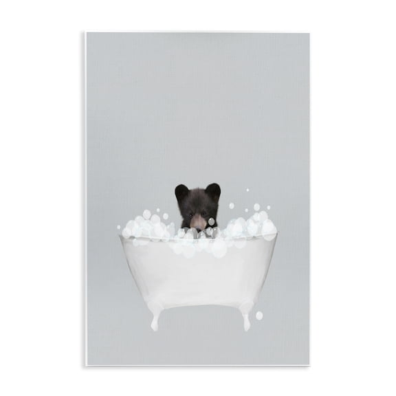 Stupell Industries Cottage Bear Blue Bath Cute Wall Plaque Art, 10 x 15, by Leah Straatsma