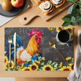 thumbnail image 2 of Farmhouse Rooster Placemats Set of 12, Black Retro Botanical Sunflower Floral Placemats for Dining Table, Place Mats for Kitchen Tabletop, Waterproof Wipeable Dining Table Mats Set, 2 of 9