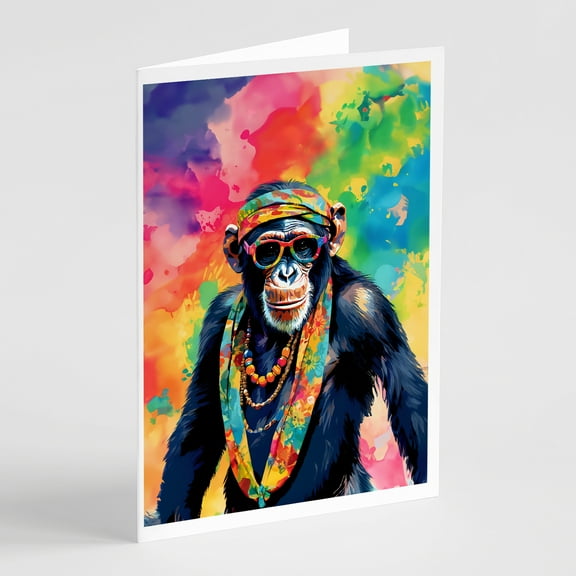 Hippie Animal Chimpanzee Greeting Cards Pack of 8 7 in x 5 in