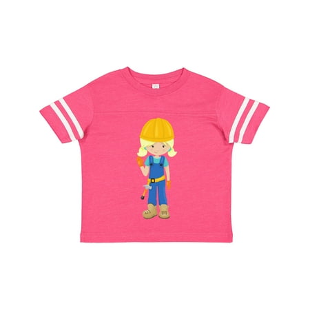 

Inktastic Construction Girl Blonde Hair Cute Girl Hammer Gift Toddler Toddler Girl T-Shirt