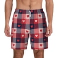 thumbnail image 2 of Goofa Heart Plaid Printed Men's Swim Trunks Board Shorts Quick Dry Mens Swimming Trunks with Compression Liner,Breathable Fit Hawaii Beach Shorts-Medium, 2 of 9
