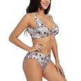 thumbnail image 2 of Wukai Abstract Floral Women's Bikini Set Two Piece,wimsuit High Waisted V Neck Twist Front Adjustable Spaghetti Straps Bathing Suit-Medium, 2 of 7