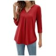 thumbnail image 2 of Red Shirts for Women Plus Size, Polyester Womens Blouses Plus Size, Long Sleeve Floral Plus Size Tops, Women'S Tops, Solid Plus Size Blouses for Women, Weekend Solid Color T Shirt Plus Size Women, 2 of 9
