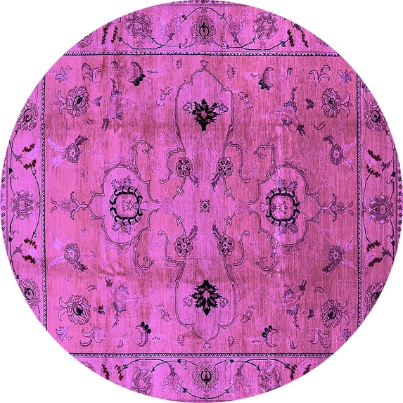 Ahgly Company Indoor Round Oriental Purple Industrial Area Rugs, 3' Round