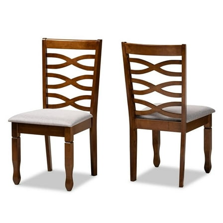Bowery Hill Grey and Brown Finished Wood 2-Piece Dining Chair Set