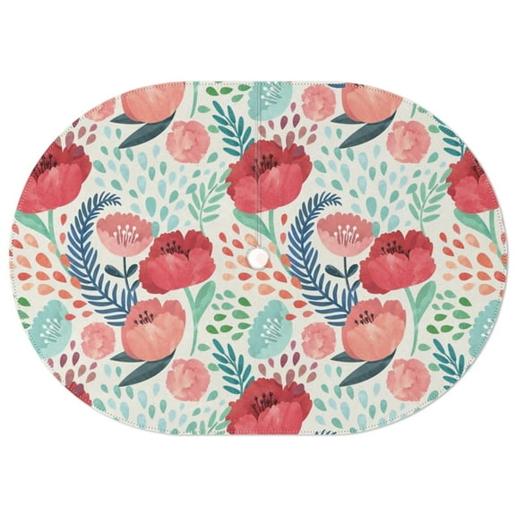 Outdoor Oval Waterproof Floral Rose Tablecloth with Umbrella Hole and Zipper,Reusable Indoor/Outdoor Durable Table Cover for Patio, Party, Picnic 60 X 84 Inch