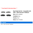 thumbnail image 2 of Rear Brake Pad Set - Compatible with 2002 - 2009 Chevy Trailblazer 2003 2004 2005 2006 2007 2008, 2 of 2