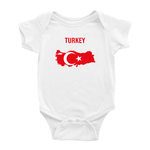 Turkey Map Flag Baby Romper (White, 3-6 Months)