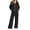 Black #675, variant on Women's 2 Piece Lounge Set Zip Up Hoodie and Wide Leg Sweatpants, Relaxed Casual Fall Travel Outfit with Front Pockets Matching Tracksuit Sweatsuit Set, L
