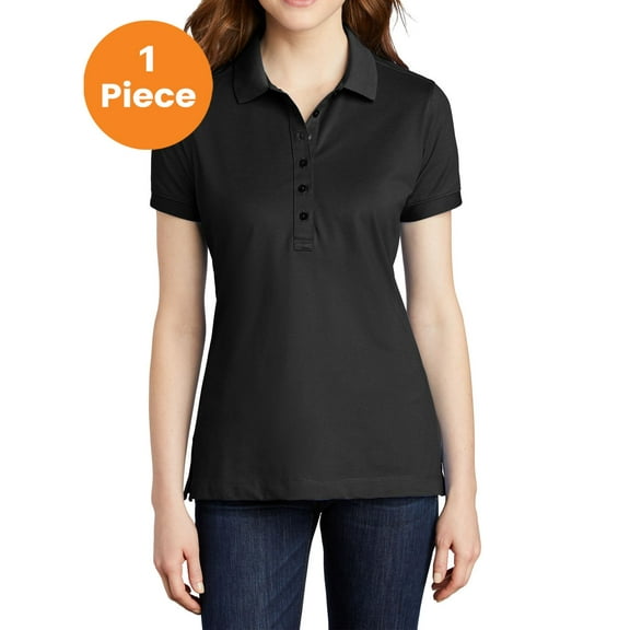 Port Authority L555 Ladies Stretch Pique Polo, Black, XXL, Womens Polo Shirts