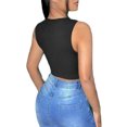 thumbnail image 4 of SAYOO Mujeres Casual Crop Tops, Color Sólido Slim Fit Hollow Out Vendaje Sin Mangas Tank Tops SAYOO Moda, 4 of 5