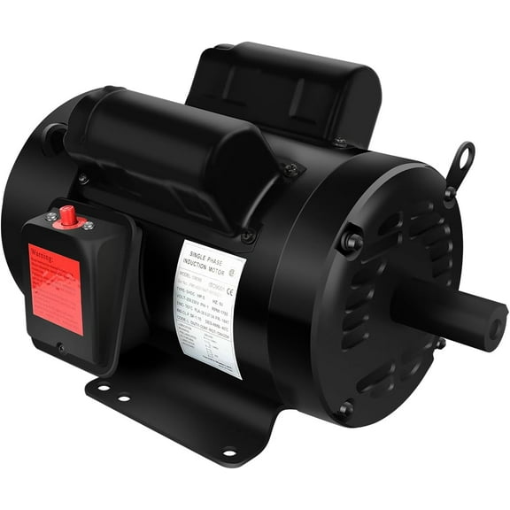 Air Compressor Motor 5HP Electric Motor 1750 RPM, Single Phase ,184T Frame, 208V-230V, 1-1/8"Shaft Diameter Rolled Steel Shell 60HZ