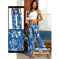 thumbnail image 7 of Xuanfei Women Floral Print Wide Leg Drawstring Tie Waist Long Pants, 7 of 7