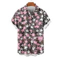 thumbnail image 2 of Wyobmus Button Down Shirt for Men Short Sleeved Star Printed Shirt Casual Summer Vacation Casual Lapel Blouse A-Pink, 2 of 4