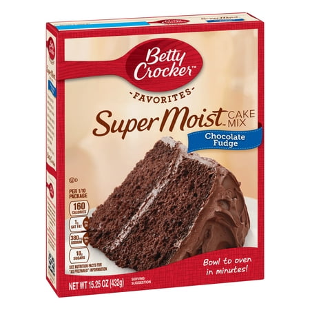 (2 pack) Betty Crocker Super Moist Chocolate Fudge Cake Mix, 15.25 oz