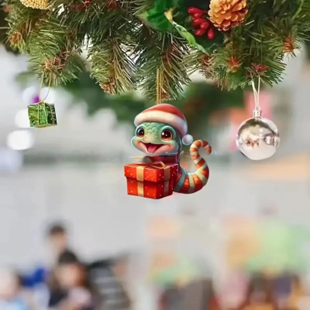 Xihbxyly Colgante Navideño con Diseño de Serpiente y Gorro Navideño, Versátil para Decorar El Coche y El Hogar, Fácil de Instalar, con Un Toque Festivo, Juego de 2 Piezas, Ideal para Todas Las Edades