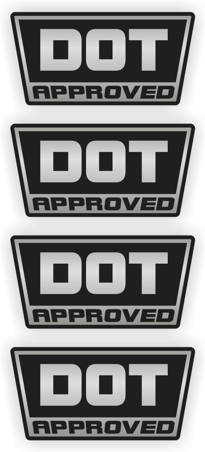 4-pack Black & White DOT Approved Motorcycle Helmet StickersDecalsD.O.T 