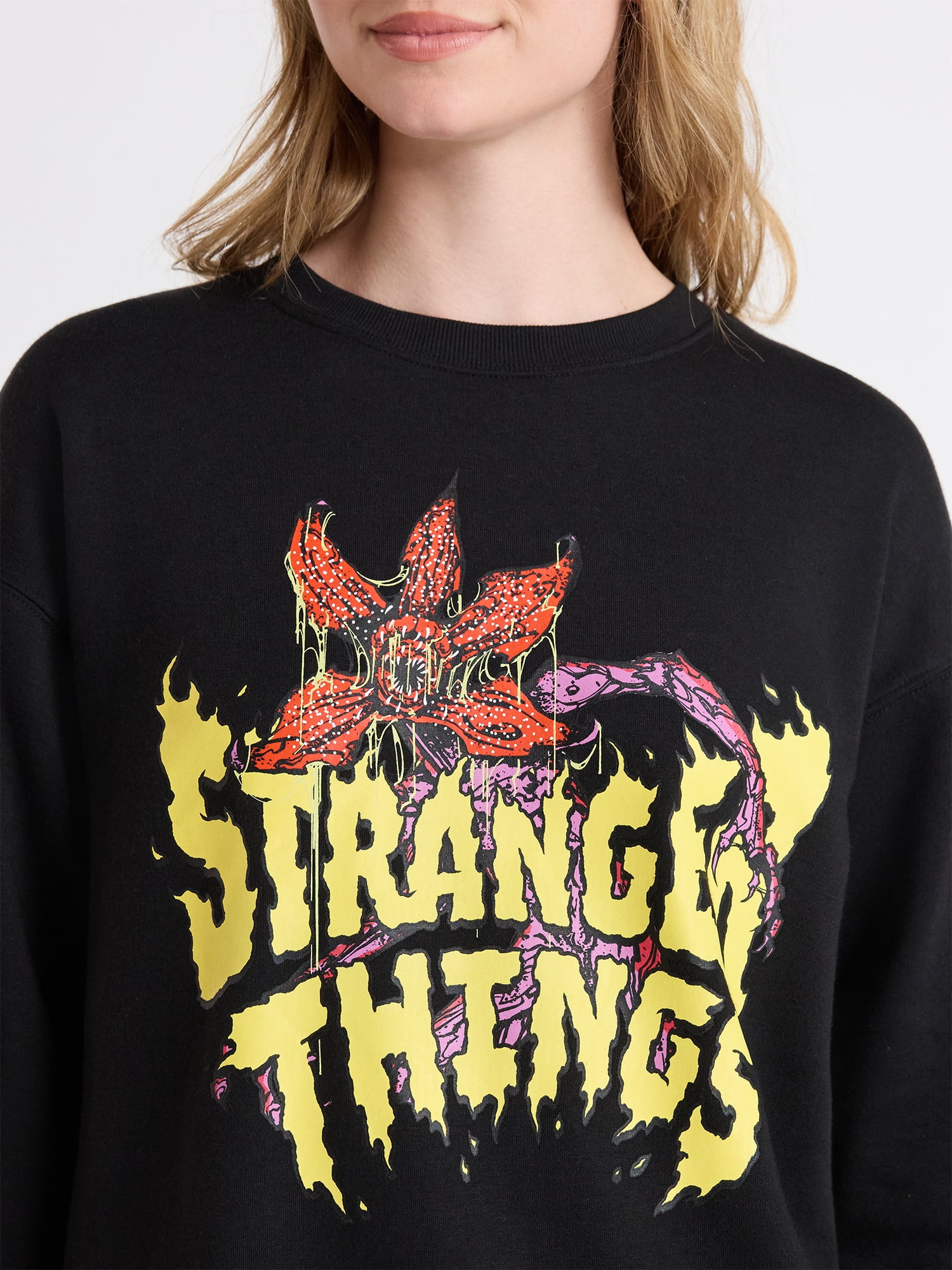 Netflix Stranger Things Oversized Fleece Sweatshirt from No Boundaries, Women’s Plus