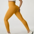 thumbnail image 2 of cfhntfmh High Waisted Leggings for Women Yoga Workout Stretchy Pants Solid Color Soft Comfy Athletic Gym Pants for Running（Yellow,Small), 2 of 3