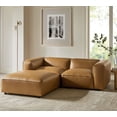 thumbnail image 1 of Modway Auren Causeuse Modulaire 3 Pcs Rembourrée en Cuir Végétalien avec Ottoman, Couleur Camel, 1 of 8
