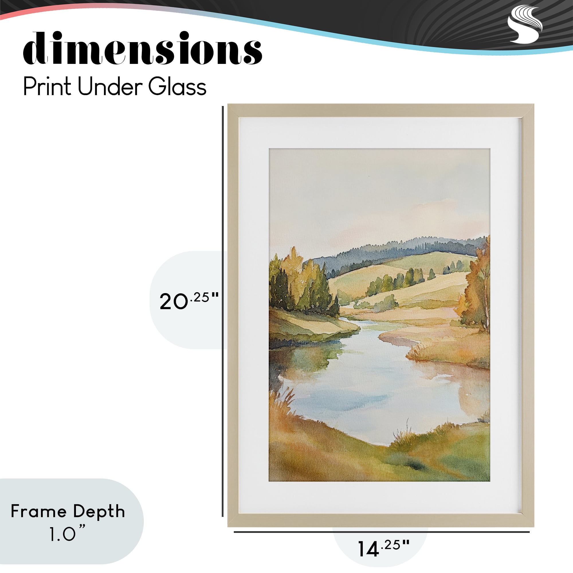 Stupell Industries Serene Watercolor Lake Escape Birch Framed Print Under Glass, design by Petal Prints Design