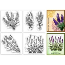 4Pcs Mini Lavender Clear Stamps for DIY Scrapbooking Lavender Flowers Silicone Stamp Seals Transparent Stamps DIY