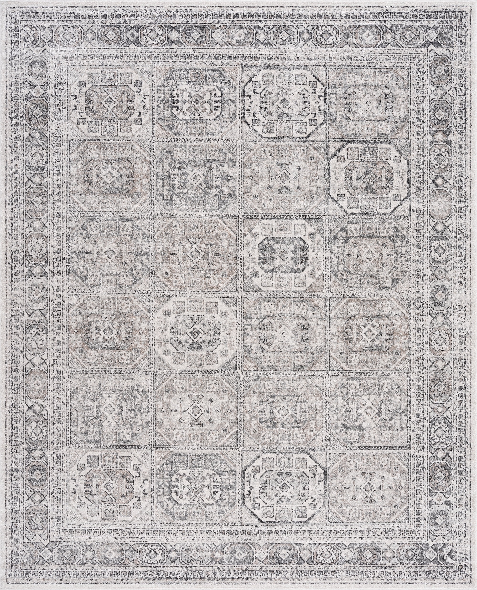 Bliss Rugs Magic Traditional 8' x 10' Gray and Cream Indoor Area Rug