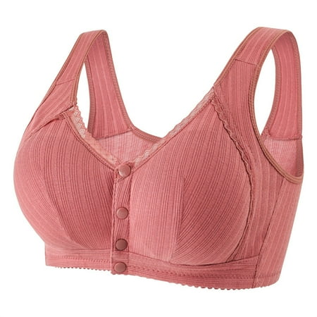 DQRPSEETB Nude Sports Bras Thin Laceless Steel Ring Soft Breathability Underwear Large Size Brater Buckle Female Bra Deep V Neck Vest Bralette Wireless Seamless Bra Watermelon Red
