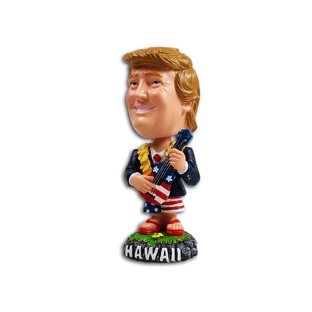 Donald Trump Hawaii Bobblehead Doll Hawaii Attire with Ukulele, Lei, Slippers 4"