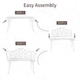 thumbnail image 6 of HOMEFUN Outdoor Patio Bench, Tulip Garden Bench All-Weather Cast Aluminum Extra Loveseat for Lawn Front Porch Path Yard Decor Deck Furniture-White, 6 of 7