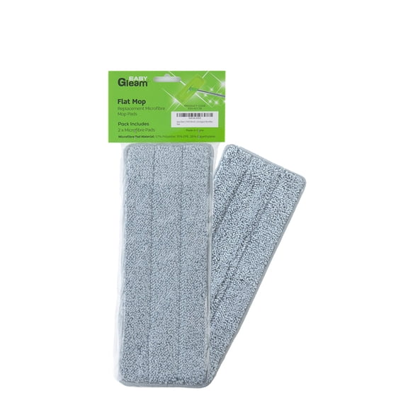 Easy Gleam 2 PACK Microfiber Mop Pad Replacement for EasyGleam Flat Mop and Bucket. Suitable for all floor types and machine washable. Super Absorbent Microfibre