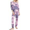 thumbnail image 3 of Ensembles de Pyjamas Deux Pièces à Taille Élastique Teints Demi-Manches pour Femmes, 3 of 7