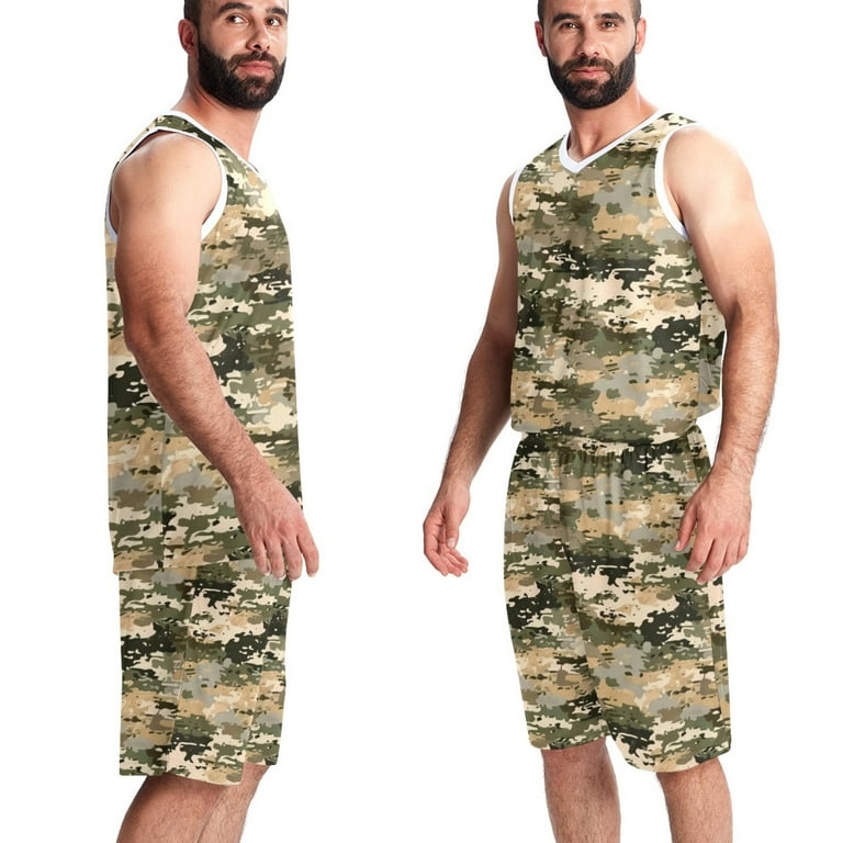 Classic Camouflage Camo Basketball Jersey Outfit for Men Son Tank Top Track Shorts Sets Summer Clothes XS Walmart