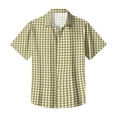 thumbnail image 5 of Fabrcox Mens Short Sleeve Button Down Shirts Plaid Collared Fishing Shirts for Men Summer Color Block Breathable Men's Sun Shirt Green XL, 5 of 6
