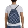 thumbnail image 2 of Kuqiui Blue Gingham Buffalo Check Print Drawstring Backpack Drawstring Bags,Draw String Back Bag Drawstring Bags for Sports,Gym,Travel,Swimming,Beach, 2 of 8