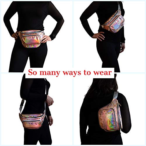 RedOrbis Plus Size Fanny Pack for Women with Extender Holographic