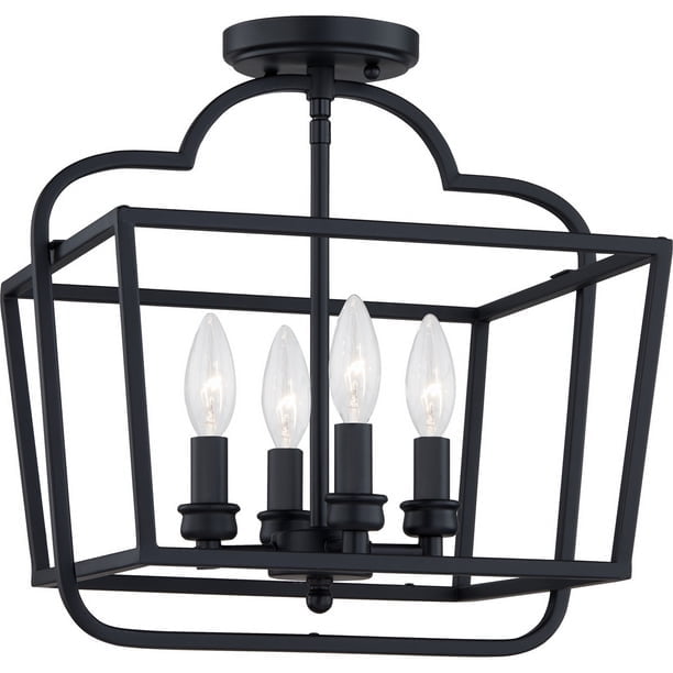 Quoizel BLA1714MBK Blanche 4 Light 14 inch Matte Black Semi-Flush Mount Ceiling Light