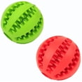 thumbnail image 1 of Pelota de juguete para perros, no tóxica, perros, alimentos para mascotas, alimentador de golosinas, bola de limpieza de dientes para masticar, verde, paquete de 2, verde + rojo oso de fresa Juguete, 1 of 6